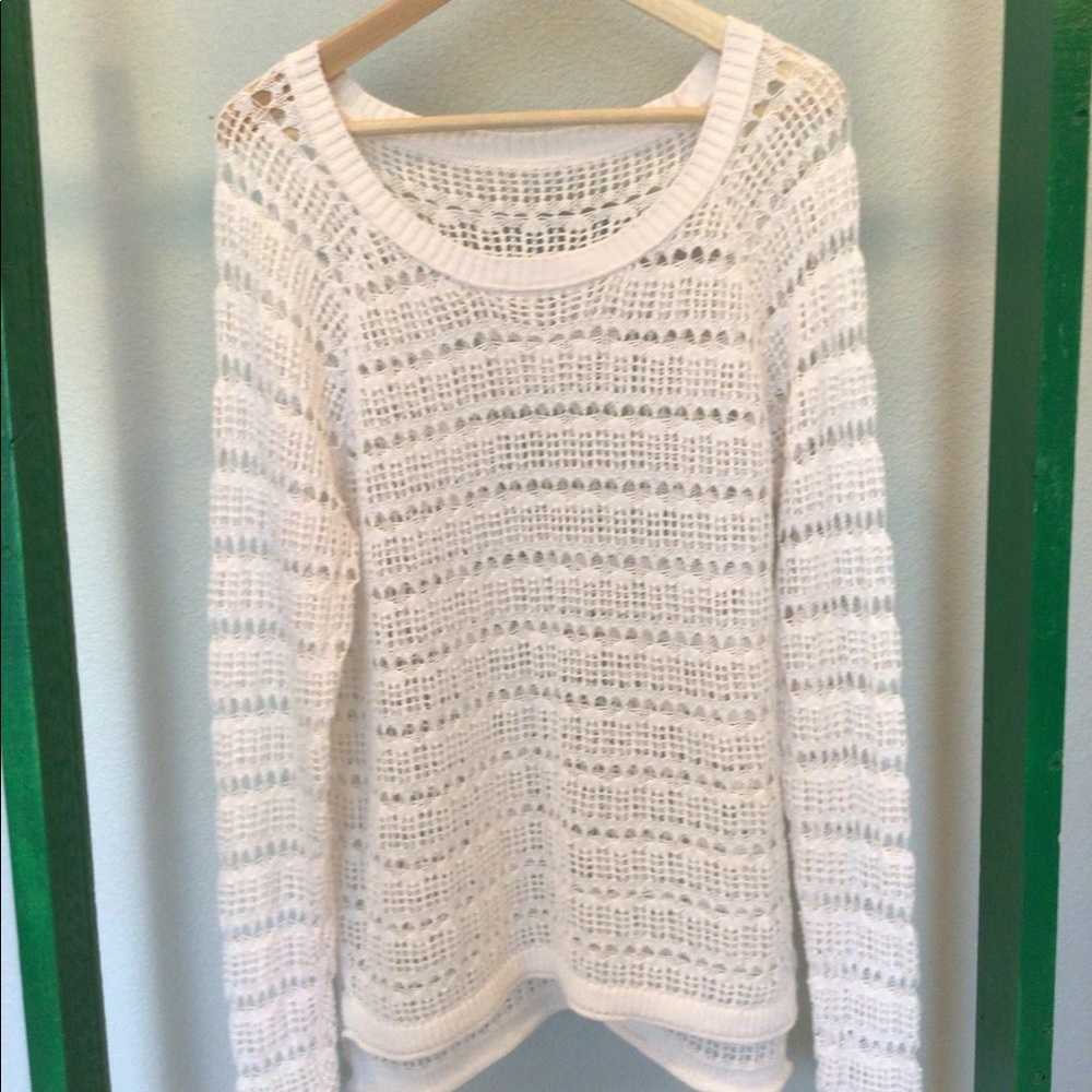 White Wide knit sweater